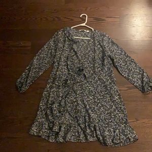 Blue floral wrap dress